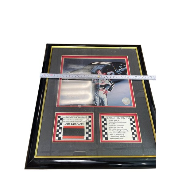 Dale Earnhardt Framed Memorabilia With Authentic Racing Tire Piece & Career High - Picture 8 of 8